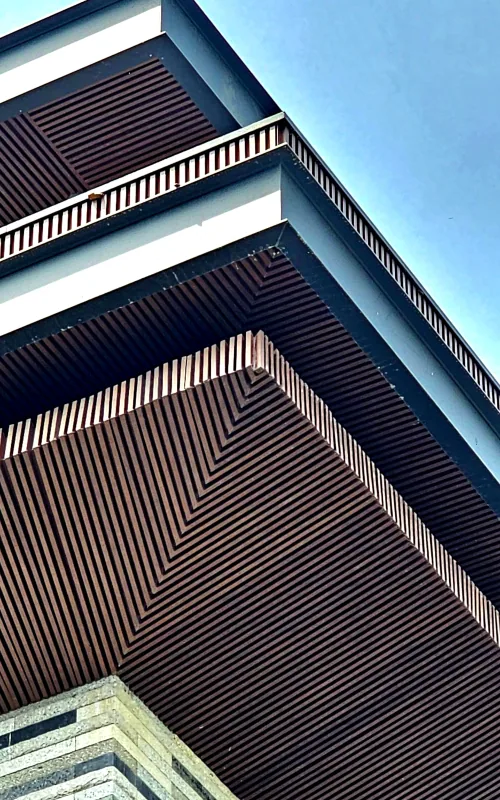 C channel parapet edge against blue sky
