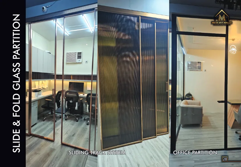 Slide and fold glass office partition