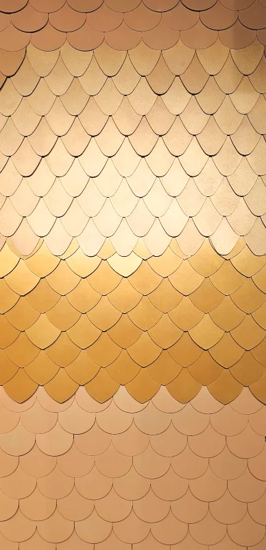 Copper scalloped shingle façade panels